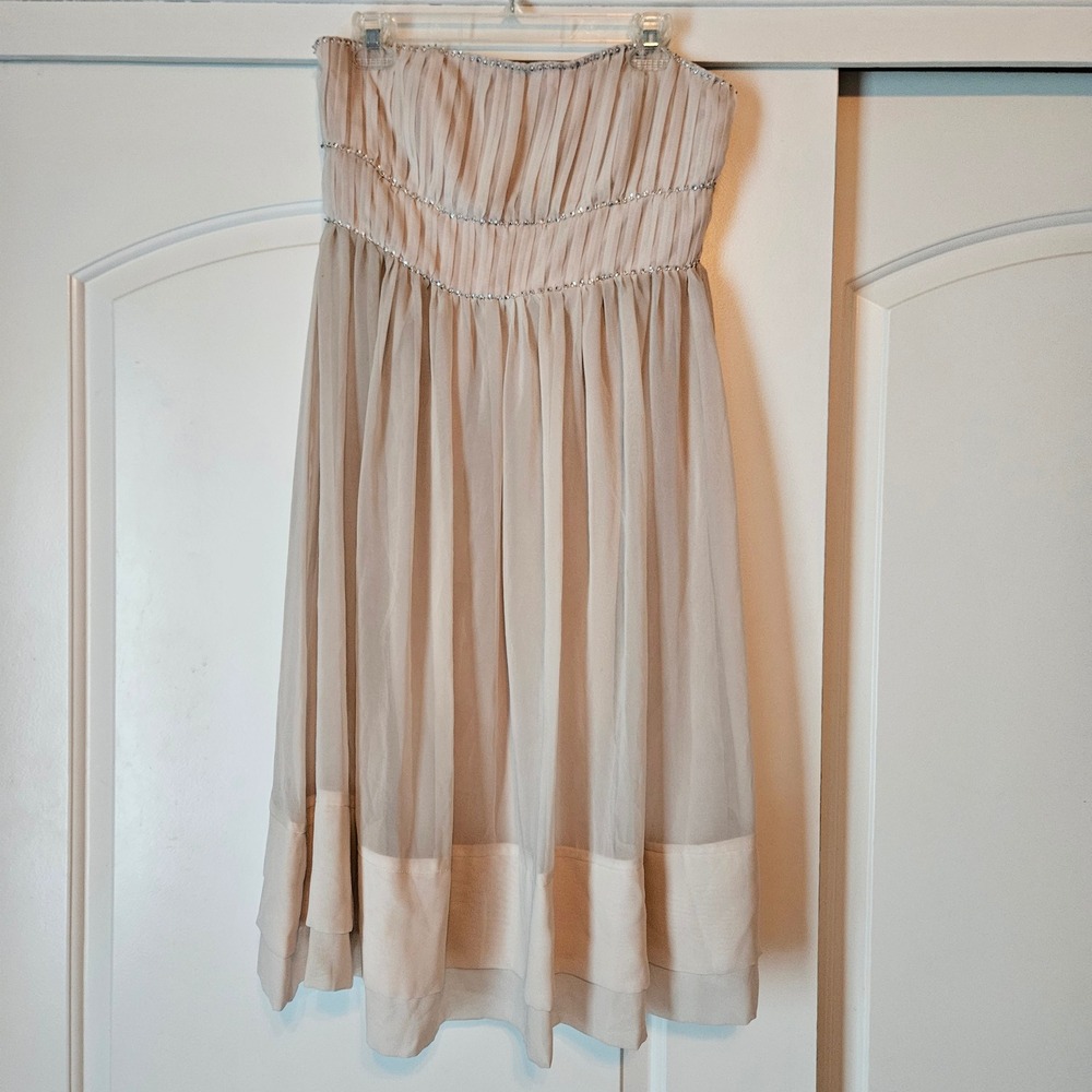 H&M Strapless Rhinestone Pleated Cocktail Dress Size 12 Feminine Homecoming Hoco